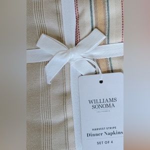 William Sonoma napkins, set of 4 Harvest stripe NWT
